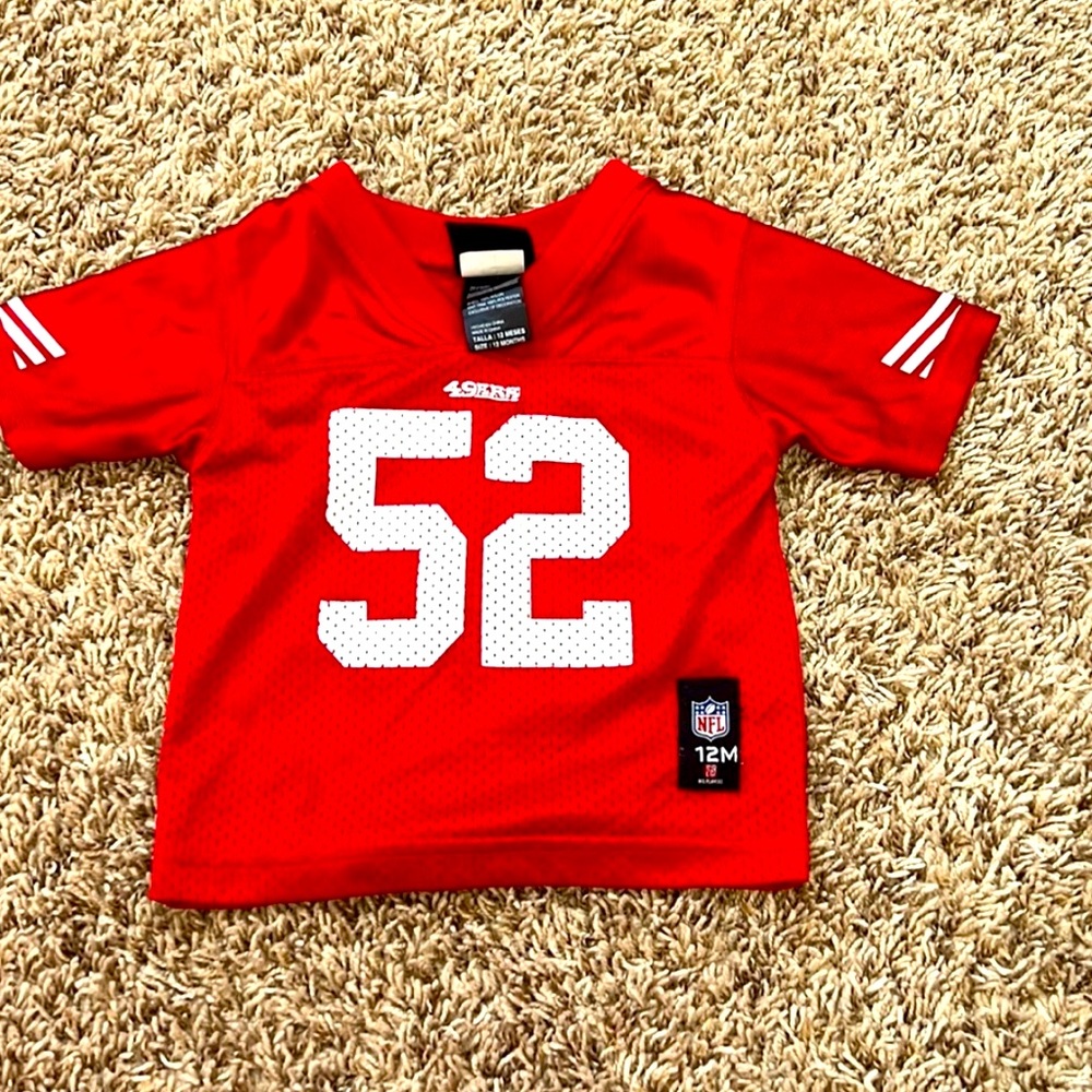 NFL 49ers jersey. HOFer Patrick Willis. SZ: 12M. Excellent condition.